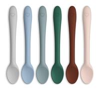btrfe Silicone Baby Spoons 6 Pack, First Stage Infant Training Spoons with Soft-Tip, Bendable Led Weaning Spoon Utensils for Toddler Self-Feeding