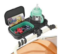 btrfe Universal Stroller Snack Tray, with Cup Holder & Removable Silicone Tray - 3-in-1 Stroller Tray Attachment for Uppababy, Nuna, Mockingbird - Easy Clean, Stable Grip, Toddler Snacking On The Go