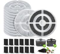 BTRSOLUS 12 Pack 7" Activated Carbon Filters and Sponges for SIBAYS 2.5GAL/9.5L Dog Water Fountain, 24 Count