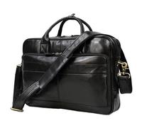 BTRYLDCFA leather briefcase Men's Shoulder Bags Genuine Leather Bussiness Laptop Bag 15.6 16 17.3 Inch Computer Bag Men Briefcase Bags Vintage(Black(40cm))