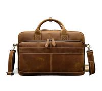BTRYLDCFA leather briefcase Men's Shoulder Bags Genuine Leather Bussiness Laptop Bag 15.6 16 17.3 Inch Computer Bag Men Briefcase Bags Vintage(Light Brown(40cm))