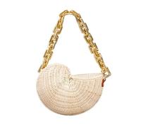 BTRYLDCFA Shell Clutch Bag Conch Rattan Handbags Shell Straw Bags for Women Thick Chains Shoulder Bag Wicker Woven Beach Designer Bag Tote