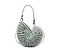 BTRYLDCFA Shell Clutch Bag Hand-Woven Shell Bag Unique Knitting Shoulder Handbag Summer Beach Accessory Chic Holiday Pearl Chain Sling Bags