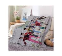 (BTS, 100X75cm) Character Bts Print Coral Fleece Sofa Air Conditioning Sofa Blanket Decoration