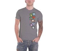 BTS Official BT21 Badges T Shirt (Grey) - Small