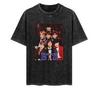 BTS T-Shirt Graphic Tee Printed Top Mens Black Shirt S