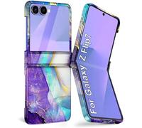 Btscase for Samsung Galaxy Z Flip 7 Case,Built in Front Screen Protector,Gold Glitter Marble Pattern Hard PC Slim Shockproof Full Body Drop Protective Case for Galaxy Z Flip 7 5G (2025), Purple