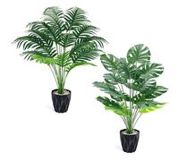 BTSD-home 2 Pack 71cm Artificial Plants Indoor Outdoor Fake Plants Large Faux Palm Tree for Home Bedroom Bathroom Living Room Balcony Decor