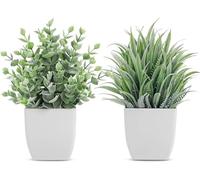 BTSD-home 2 Pack Fake Plants Small Potted Greenery Artificial Plants Indoor for Home Office Bathroom Desk Shelf Table Decor(White)