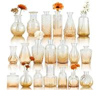 BTSD-home 20 Pack Amber Glass Bud Vases for Wedding Table Decorations