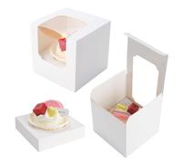 BTSD-home 25 Pcs Single Cupcake Boxes Individual Cupcake Containers Pre-Assembled with 25 Pcs Inserts Cake boxes for Cupcakes Muffins Party Favors(White 3.5x3.5x3.5 inch)