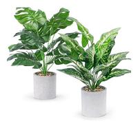 BTSD-home 2Pcs Artificial Monstera Plants Tropical Fake Plants with Pot for Indoor Outdoor Garden Office Home Floor Bedroom Modern Decor
