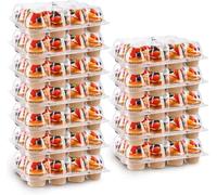 BTSD-home 6 Pack Clear Cupcake Boxes 12 Hole Plastic Cake Box with Detachable Tall Dome Lids For Muffin Baking Cheese Cupcake Carrier(12.2x9.5x3.5 inch)