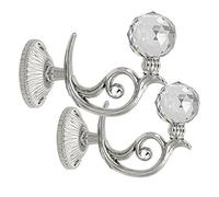 BTSKY 1 Pair Glass Cystal Ball Window Curtain Clothes Hold Backs Hook Tie Back Wall Holder (Silver)