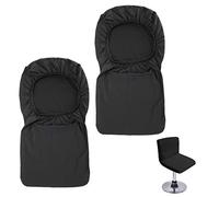 BTSKY 2 Pack Bar Stools Slipcovers with Backrest Cover Stretch Chair Cover for Short Swivel Dining Chair Back Chair Bar Stool Chair (No Chairs) (Black)