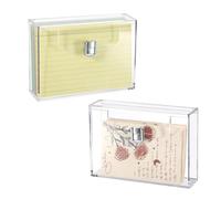 BTSKY 2 Pack Clear Acrylic Index Card Box for 4x6 Inch Cards, Holder Notecard Box Recipe Card Box Plastic Storage Organizer for Filling Index, Note Cards, Flashcards, Recipes