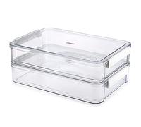 BTSKY 2 Pack Clear Plastic Stackable Storage Box File Protector Case Organizer Portable Project Case Document Holder for 8.5 x 13 Letter A4 File Paper, Plastic Storage Box Office Documents