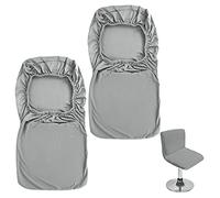 BTSKY 2 Pack Grey Bar Stools Slipcovers with Backrest Cover Stretch Chair Cover for Short Swivel Dining Chair Back Chair Bar Stool Chair (No Chairs)
