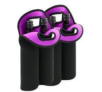BTSKY 2 Pair Double-Bottle Insulated Neoprene Wine Champagne Bottle Tote Carrier Beer Water Cans Drinks Carrying Bag Black