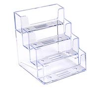 BTSKY 2 Pcs Acrylic Business Card Holders - 4 Pocket Desktop Clear Business Card Stands Countertop Acrylic Index Card Organizer for Desk Tidy Office Accessories