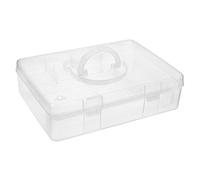 BTSKY 2-Tier Cute Bear Storage Box with Removable Divided Tray Portable Clear Plastic Art Craft Supply Organizer Stackable Home Office Supplies Storage Container for Pens Notes A4 Papers etc (Clear)