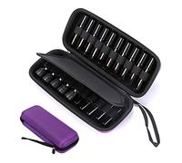 BTSKY 20 Bottles EVA Essential Oil Case, Can Hold 10ml, 10ml Rollers & 5ml - Durable Waterproof Hard Shell Essential Oils Carrying Case Nail Polish Storage Organizer, Purple (No Essential Oils)