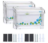 BTSKY 2PCS Outdoor Business Card Holder Clear Acrylic Name Card Display Box Wall Mount Marketing Holder Case with Cover Take One Cards Holders for Shop Marketing Needs Fits 3.5x2.2 Inch 50 Cards