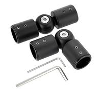 BTSKY 2Pcs Stainless Steel Heavy Duty Elbow Connector for Bay Window Curtain Rod - Adjustable 90 Degrees to 180 Degrees Curtain Rod Corner Connector for 25mm Curtain Rods, Black