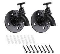 BTSKY 2PCS Vintage Industrial Iron Pipe Coat Hat Hook - Wall Mounted Pipe Hook Hanger Holder Hanging Storage Rack for Robe, Towel, Bag, umbrella, Antique Home Decoration Decor, Water-tap Design
