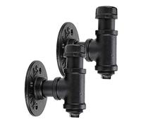 BTSKY 2PCS Vintage Industrial Iron Pipe Coat Hat Hook - Wall Mounted Retro Pipe Hook Hanger Holder Hanging Storage Rack for Robe, Towel, Bag, Umbrella, Antique Home Decoration Decor (Type 1)
