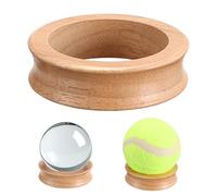 BTSKY 3Pcs 45mm Wooden Sphere Stands - Round Ring Display Holders Riser Display Stand for Baseball, Tennis Ball, Crystal Ball, Wooden Display Holder for Gemstones, Agate, Minerals, Shells