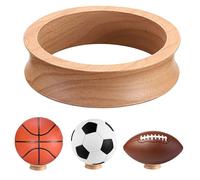 BTSKY 3Pcs 72mm Wooden Sphere Stands - Round Ring Display Holders Riser Display Stand for Football, Volleyball, Rugby, Basketball, Wooden Display Holder for Gemstones, Agate, Minerals, Shells