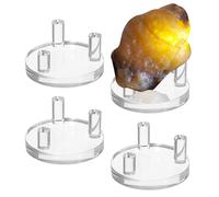 BTSKY 4 Pack Three-Peg Acrylic Display Stand with Round Base - Clear Display Holder Organizer Showing Easel Stand for Gems Rock Mineral Agate Fossil Coral Coins, Small