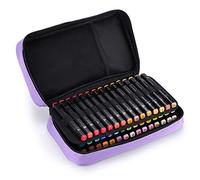 BTSKY Art Marker Carrying Case Lipstick Organizer-60 Slots Canvas Zippered Markers Storage for Copic Prismacolor Touch Spectrum Noir Paint Sharpie Markers, Empty Wallet Only (Purple)