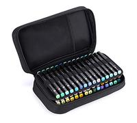 BTSKY Art Marker Carrying Case Lipstick Organizer-60 Slots Canvas Zippered Markers Storage for Touch Spectrum Noir Paint Sharpie Markers, Empty Wallet Only (Black)
