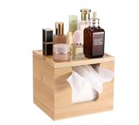 BTSKY Bamboo Disposable Face Towel Box Holder - Wood Facial Towel Storage Container, Tissue Holder Cleansing Cloths, Makeup Remover Cloths Organizer for Vanity, Bathroom