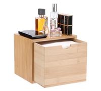 BTSKY Bamboo Disposable Face Towel Storage Box - Wood Facial Towel Pullout Drawer Storage Container, Tabletop Storage Box for Cleansing Cloths, Makeup Remover Cloths and Makeup Tools