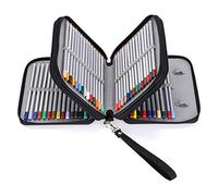 BTSKY Canvas Pencil Case-Square 72 Slots Handy Pencil Holders for Colored Pencils, Watercolor Pencils, Gel Pens (Black)