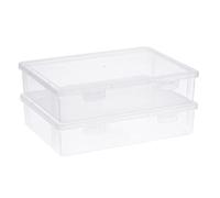 BTSKY Clear Plastic Storage Box with Flap Lid, Multipurpose Craft Organizers and Storage Box Art Supply Storage Organizer Plastic Sewing Box for Beads Pencils Notebooks, 2 Pack Small