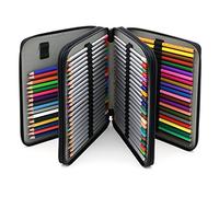 BTSKY® Deluxe PU Leather Pencil Case for Colored Pencils - 120 Slot Pencil Holder (Black)