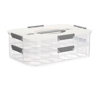 BTSKY Deviled Egg Platter with Lid, 2-Layer 36 Slots Deviled Egg Carrier, Clear Portable Egg Holder for Fridge Reusable Deviled Egg Tray Egg Carton Box for Easter and Party Favor (2-Layer, White)