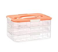 BTSKY Deviled Egg Platter with Lid, 3-Layer 54 Slots Deviled Eggs Carrier, Clear Portable Egg Holder for Fridge Reusable Deviled Eggs Tray Carton Box for Easter and Party Favor (3-Layer, Orange)