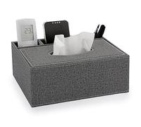 BTSKY Linen Household Office Rectangular Tissue Box with Remote Control Storage Organizer Box - Elegant and Stylish Home Napkin Holder Desktop Tissue Paper Holder Desk Storage Organizer (Grey)