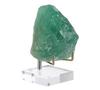 BTSKY Medium Size Adjustable Golden Metal Arm Display Stand Easel with Square Acrylic Base, Display Holder for Geodes Rock Mineral Agate Fossil Coral Coin