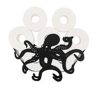 BTSKY Metal Toilet Paper Roll Holder - Matte Black Animal Style Toilet Tissue Holder, Freestanding Toilet Tissue Storage Container for Bathroom, Home, Kitchen, Toilet (Octopus)