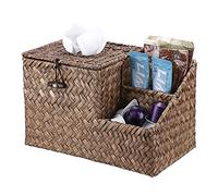 BTSKY Seagrass Facial Tissue Box With Two Side Storage Pockets (Coffee)