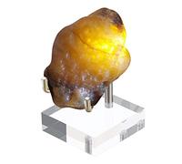 BTSKY Small Size Adjustable Golden Metal Arm Display Stand Easel with Square Acrylic Base, Display Holder for Geodes Rock Mineral Agate Fossil Coral Coin