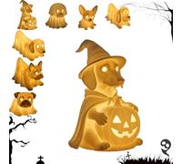 Btsozer Halloween Dachshund Pumpkin Lamp, LED Ghost Puppy Night Light, 3D Printed Dog Decor for Home, Spooky Halloween Decoration,for Dog Lovers,Desktop Ornament (Type-A)