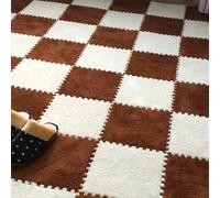 Btstil 10 Pcs Plush Crawling Mat, 30x30x1cm Interlocking Foam Mat Floor Tiles with Edge, Non-Slip EVA Soft Playmat Puzzle Floor Mat for Fitness, Children, Play, Gym (10pcs Coffee+10pcs White)