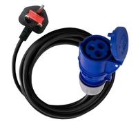Btstil 13Amp UK Plug to 16Amp Socket Adaptor Coupler Cable, 240V 3 Pin UK Electric Hook Up Plugs with 2M Connection Cable for Camping, Caravan, Campervan